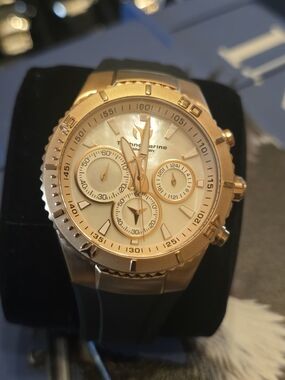 Invicta Gold Tone Chronograph Watch with Black Strap